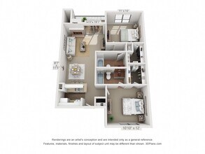2 Beds • 2 Bath 166 floor plan